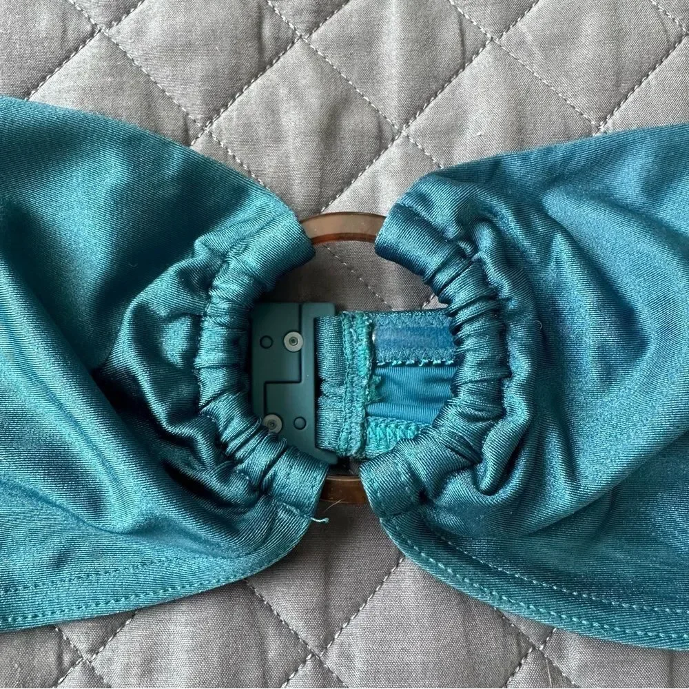 Zimmermann Cassia Ring Bandeau Bikini Top in Teal Size 2